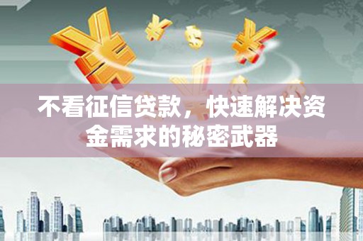 安宁不看征信贷款，快速解决资金需求的秘密武器