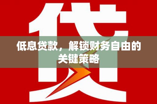 安宁低息贷款，解锁财务自由的关键策略