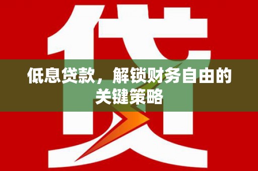 安宁低息贷款，解锁财务自由的关键策略