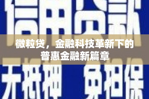 安宁微粒贷，金融科技革新下的普惠金融新篇章