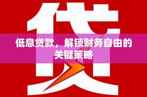 安宁低息贷款，解锁财务自由的关键策略