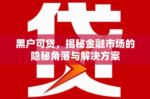 安宁黑户可贷，揭秘金融市场的隐秘角落与解决方案