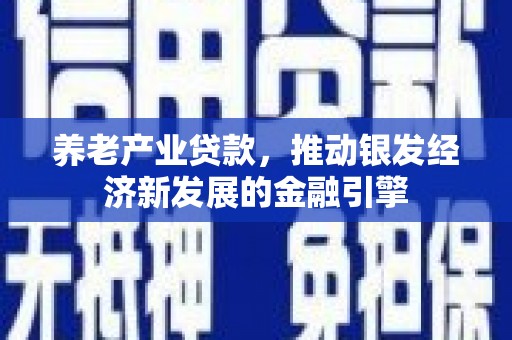 安宁养老产业贷款，推动银发经济新发展的金融引擎