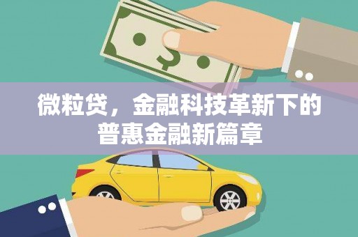 安宁微粒贷，金融科技革新下的普惠金融新篇章